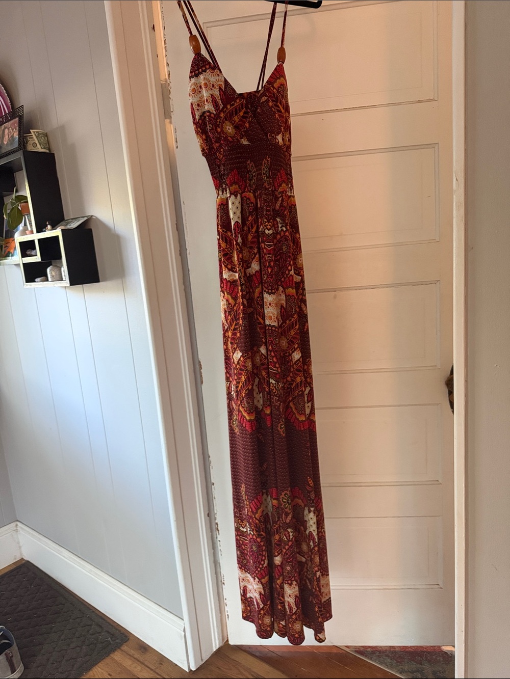Xtraordinary Rust Floral Maxi Dress with Cream Accents